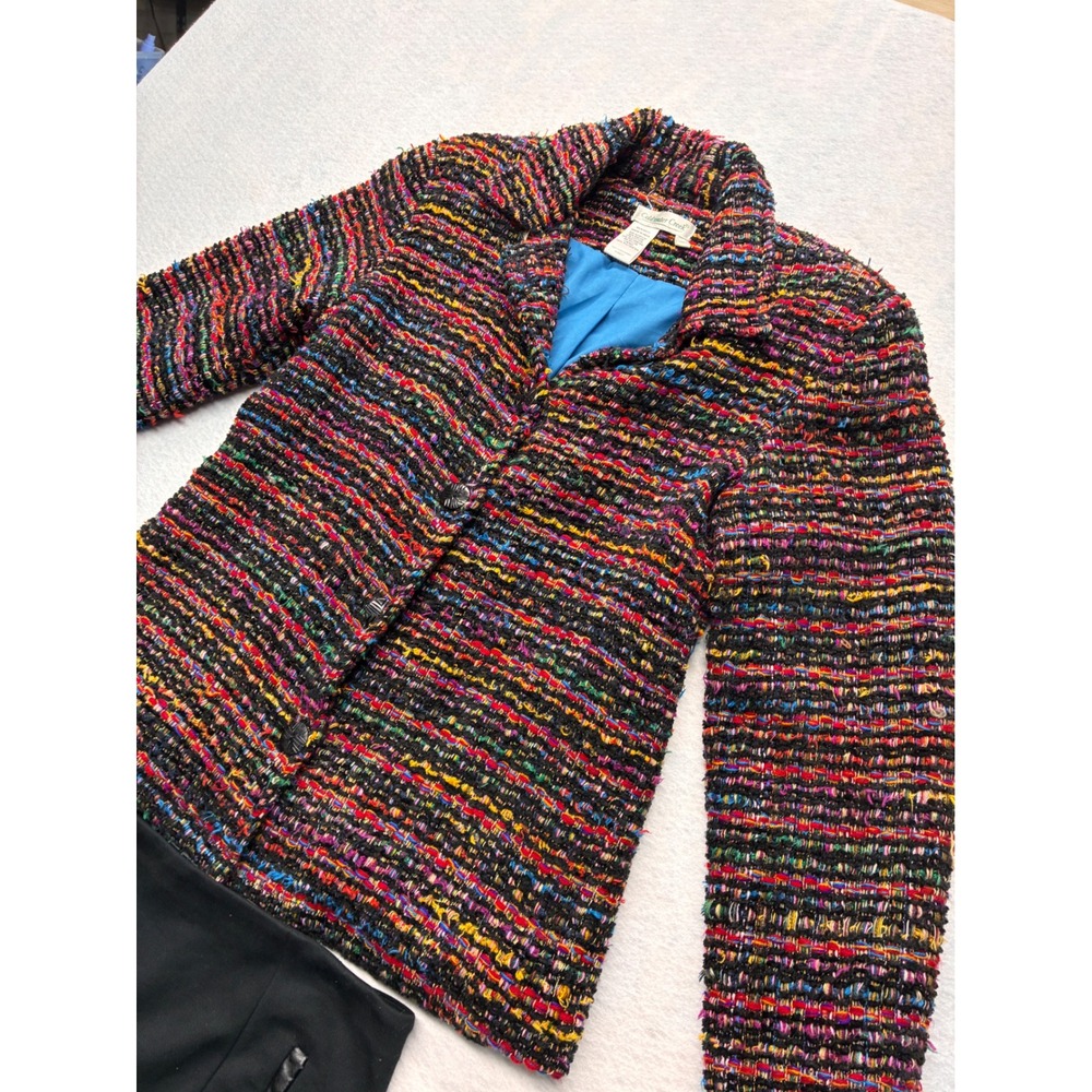 Coldwater Creek Modern Blazer Maximalist Rainbow Tweed Jacket - M Multicolor‎